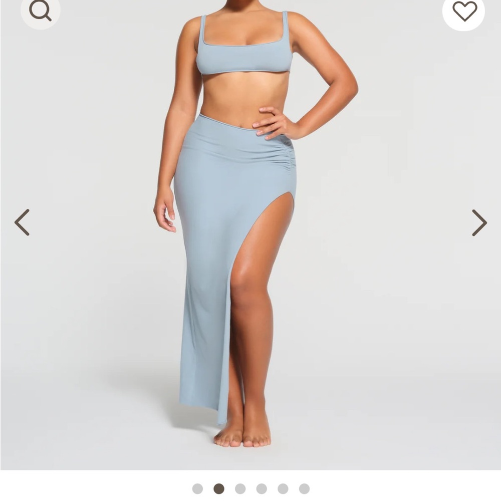 SKIMS RAW EDGE SLIT LONG SKIRT | DENIM - DENIM / M x 1